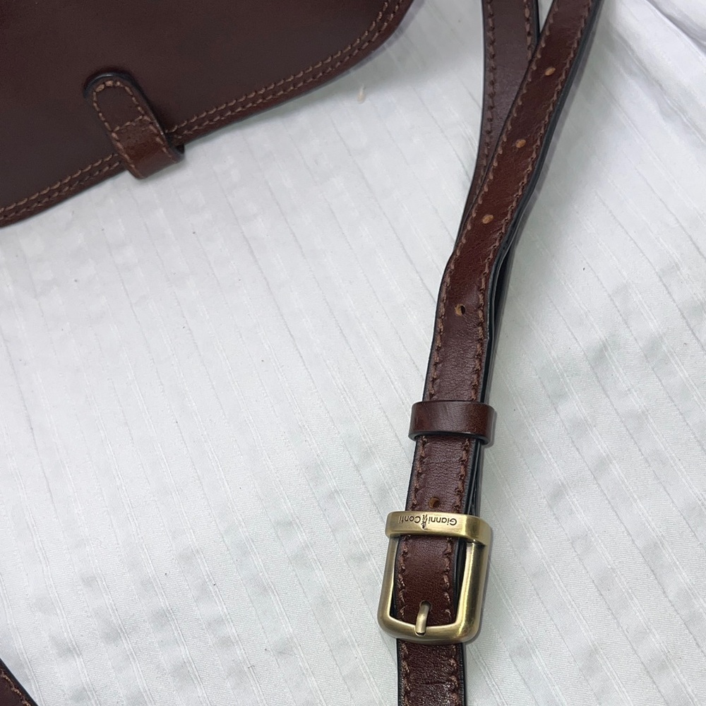 Gianni Conti Brown Leather Crossbody Saddle Bag Classic Chocolate Excellent New - Picture 9 of 16